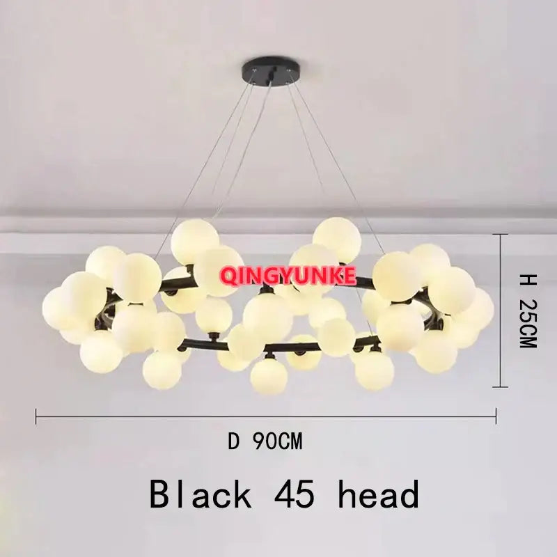 Modern gold glass ball chandelier living room cluster light