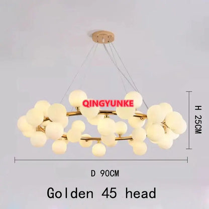 Modern gold glass ball chandelier living room cluster light