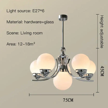 Modern chrome glass ball chandelier dining room warm light