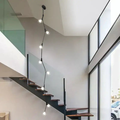 Modern gold glass ball chandelier staircase pendant light