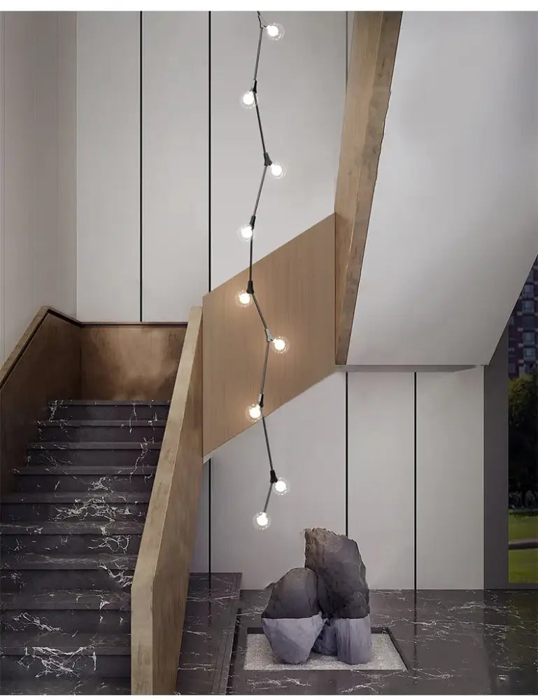Modern gold glass ball chandelier staircase pendant light