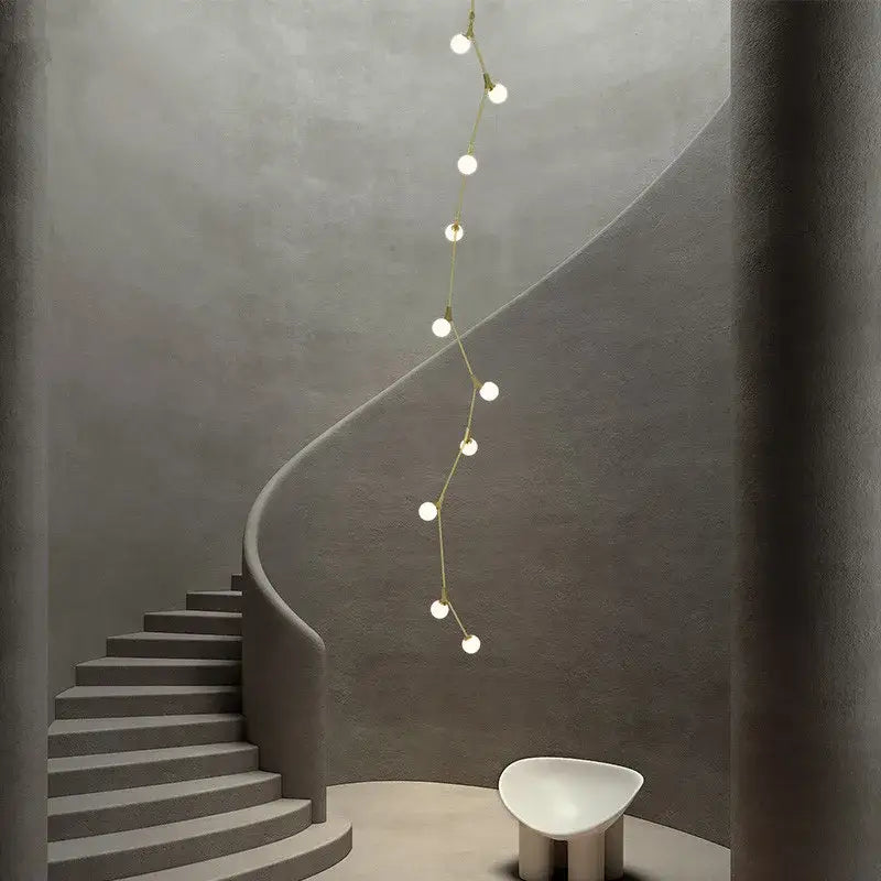 Modern gold glass ball chandelier staircase pendant light