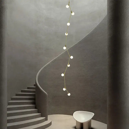 Modern gold glass ball chandelier staircase pendant light
