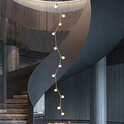 Modern gold glass ball chandelier staircase pendant light