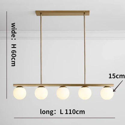 Modern black six light glass ball chandelier dining room pendant light