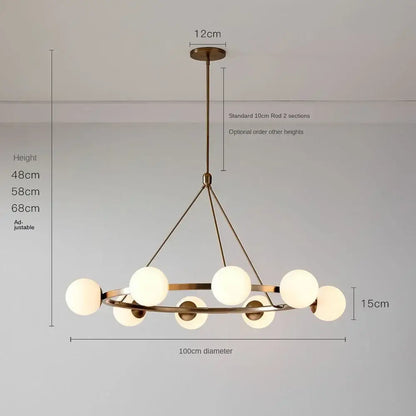 Modern black six light glass ball chandelier dining room pendant light