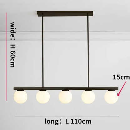Modern black six light glass ball chandelier dining room pendant light
