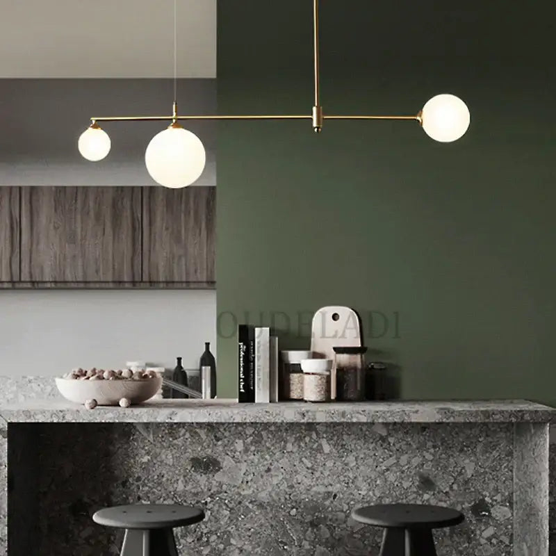 Modern brass glass ball chandelier for dining room