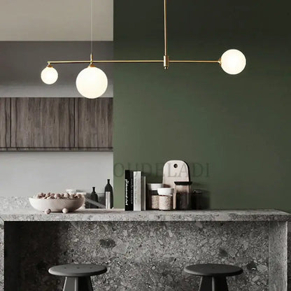 Modern brass glass ball chandelier for dining room