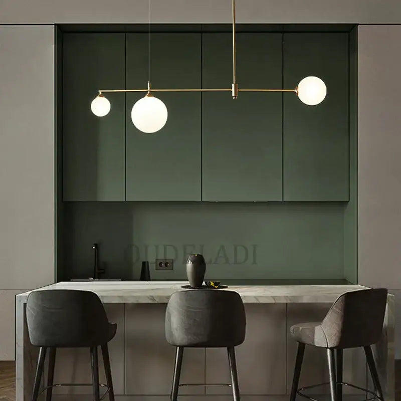 Modern brass glass ball chandelier for dining room
