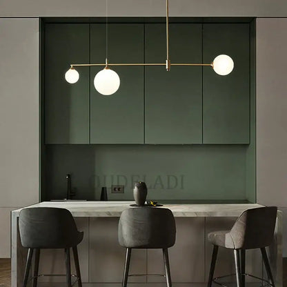 Modern brass glass ball chandelier for dining room