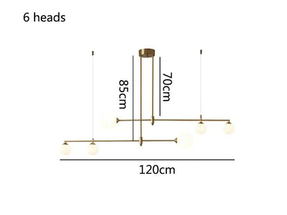 Modern brass glass ball chandelier for dining room