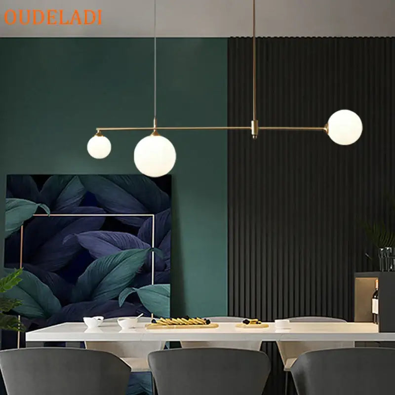 Modern brass glass ball chandelier for dining room