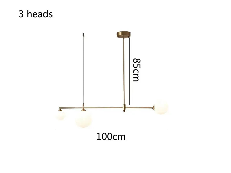 Modern brass glass ball chandelier for dining room