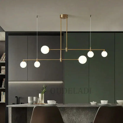 Modern brass glass ball chandelier for dining room