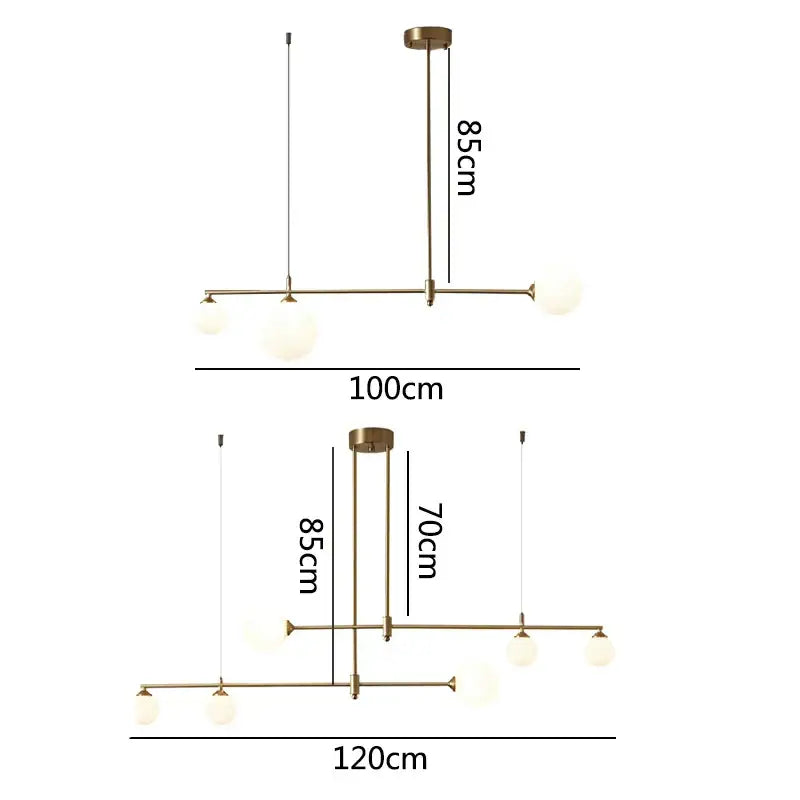 Modern brass glass ball chandelier for dining room
