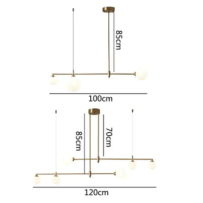 Modern brass glass ball chandelier for dining room