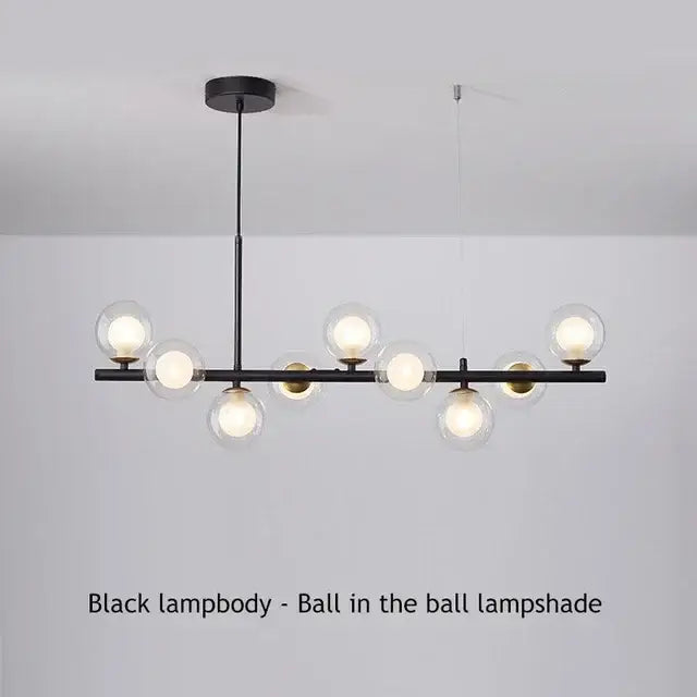 Modern black glass ball chandelier dining room frosted lighting fixture