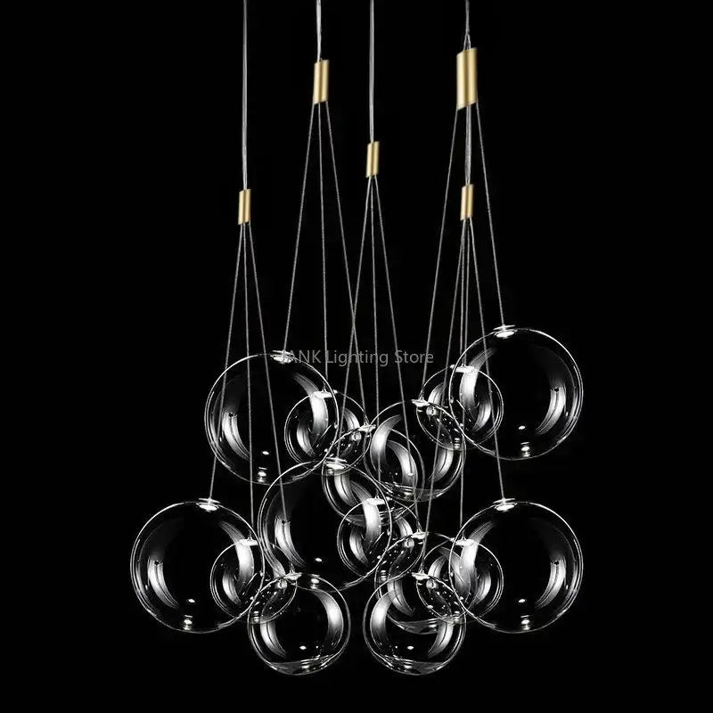 Modern gold glass ball chandelier dining room pendant light