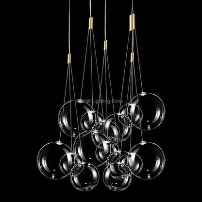 Modern gold glass ball chandelier dining room pendant light