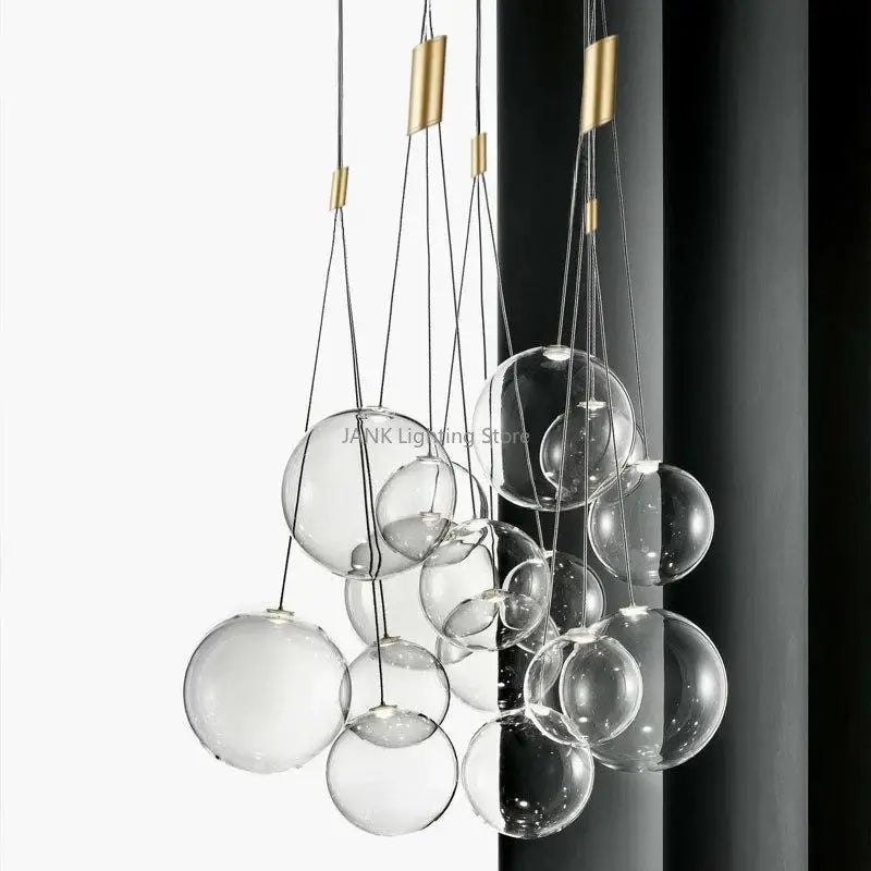 Modern gold glass ball chandelier dining room pendant light