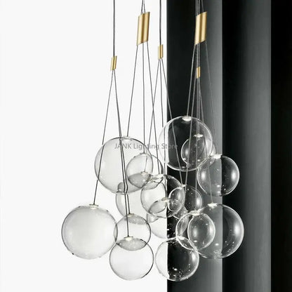 Modern gold glass ball chandelier dining room pendant light