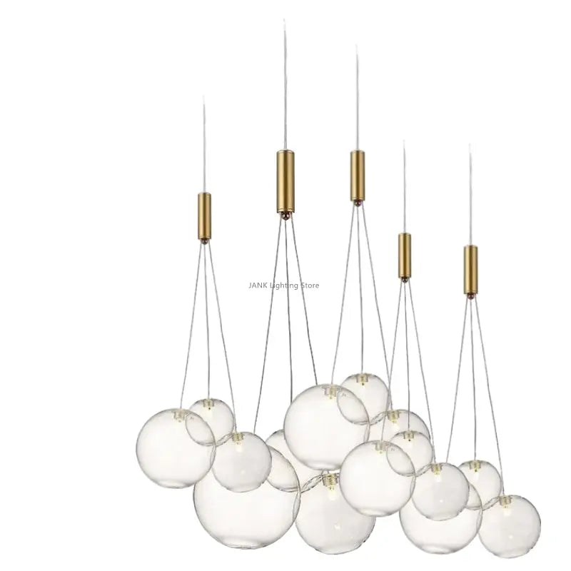 Modern gold glass ball chandelier dining room pendant light