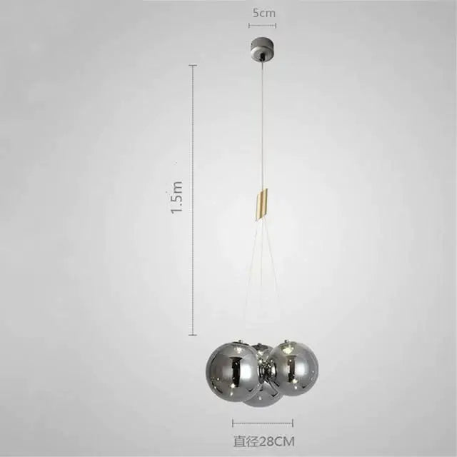 Modern gold glass ball chandelier dining room pendant light