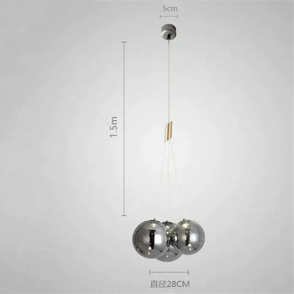 Modern gold glass ball chandelier dining room pendant light