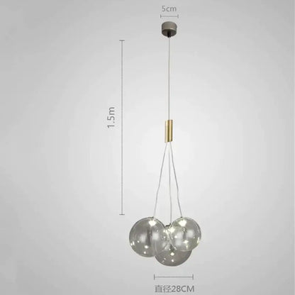 Modern gold glass ball chandelier dining room pendant light