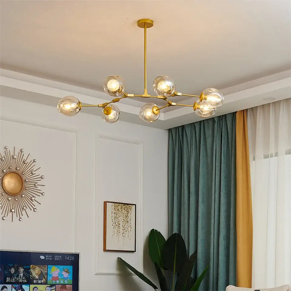 Nordic clear glass ball led chandelier dining room pendant light