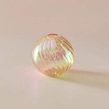 Iridescent peach ribbed glass ball vases living room decor