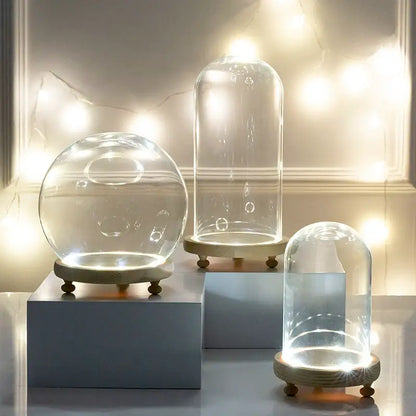 Glass bell jar terrarium with led fairy lights bedroom decor