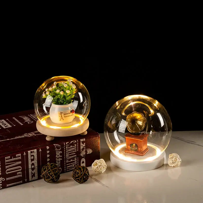 Glass bell jar terrarium with led fairy lights bedroom decor