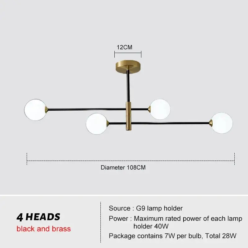 Decorbites glass brass chandelier living room geometric pendant light