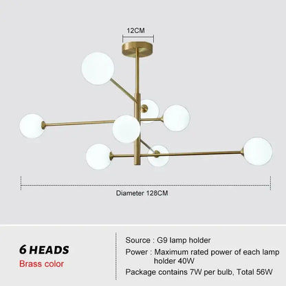 Decorbites glass brass chandelier living room geometric pendant light