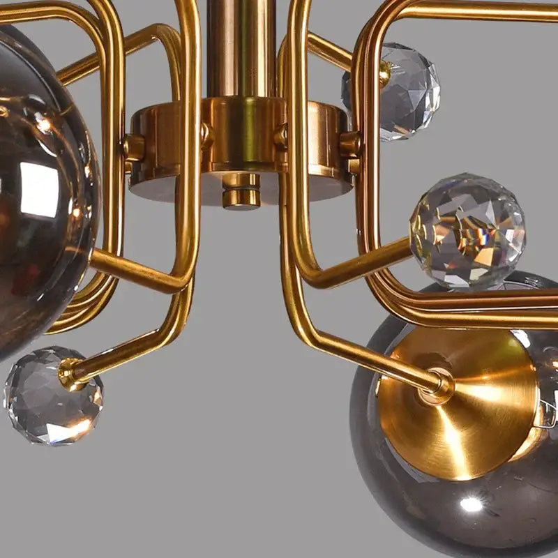 glass bubble chandelier gold and crystal living room light