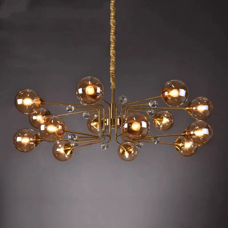 glass bubble chandelier gold and crystal living room light