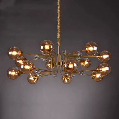glass bubble chandelier gold and crystal living room light