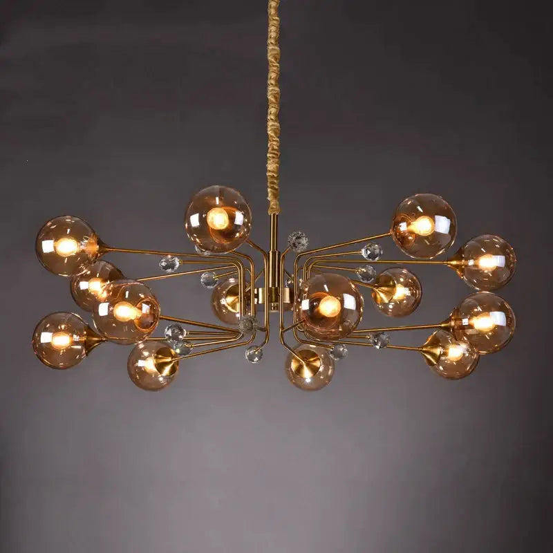glass bubble chandelier gold and crystal living room light