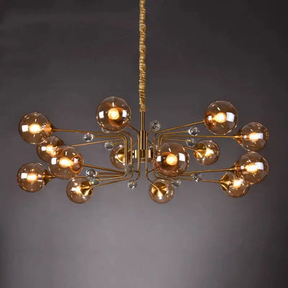 glass bubble chandelier gold and crystal living room light
