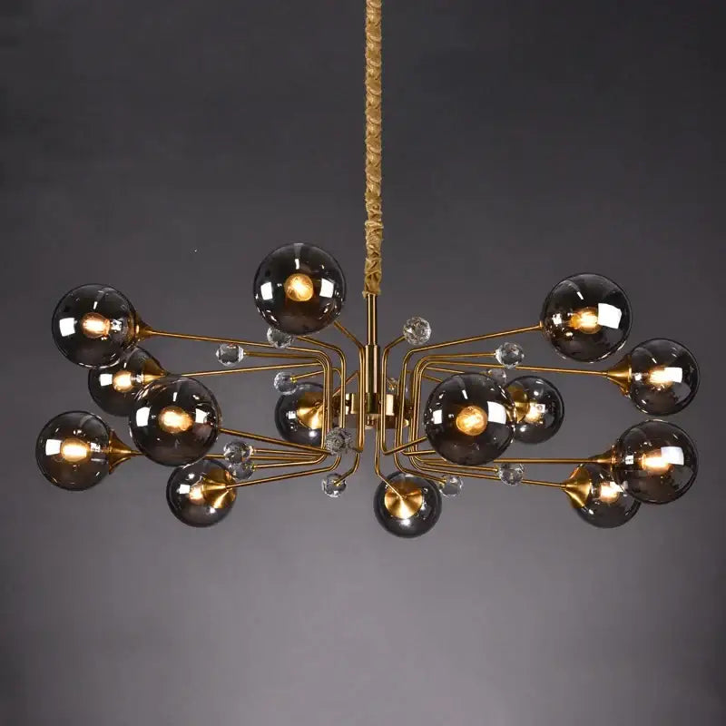 glass bubble chandelier gold and crystal living room light