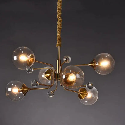 glass bubble chandelier gold and crystal living room light