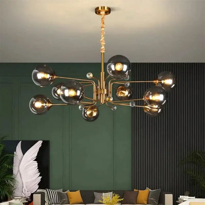 glass bubble chandelier gold and crystal living room light
