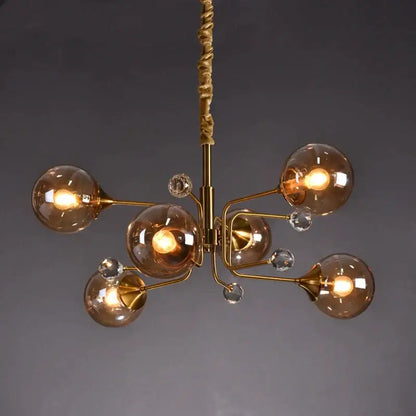 glass bubble chandelier gold and crystal living room light