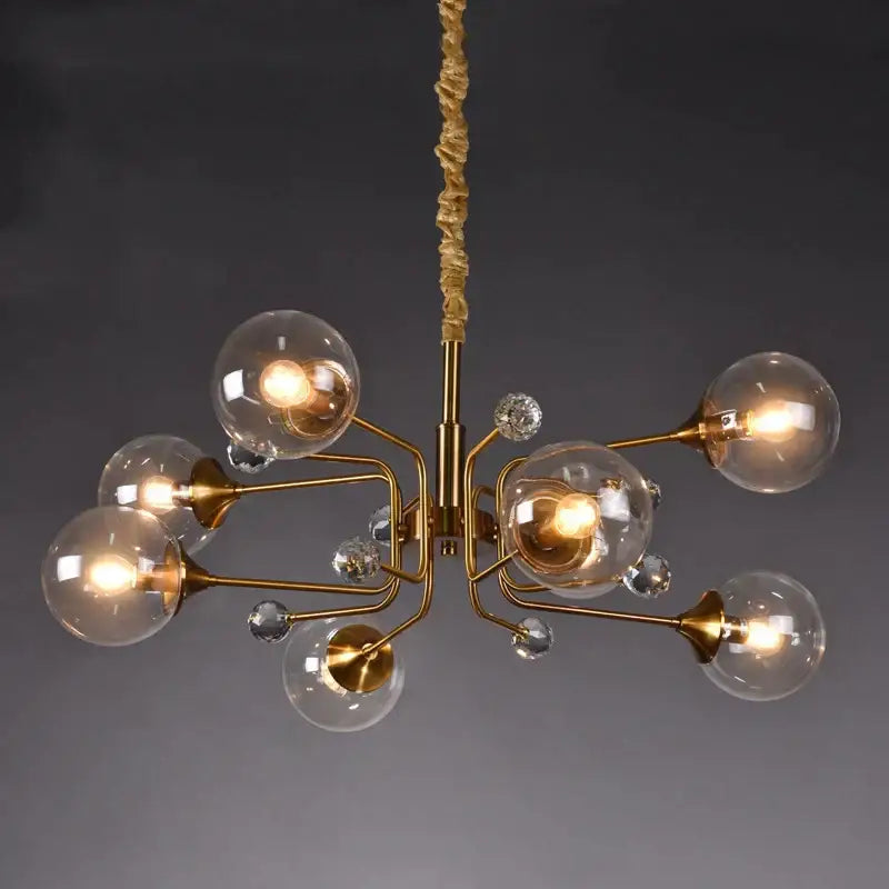 glass bubble chandelier gold and crystal living room light