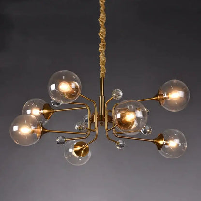 glass bubble chandelier gold and crystal living room light