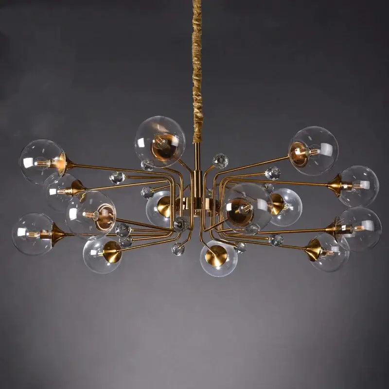 glass bubble chandelier gold and crystal living room light