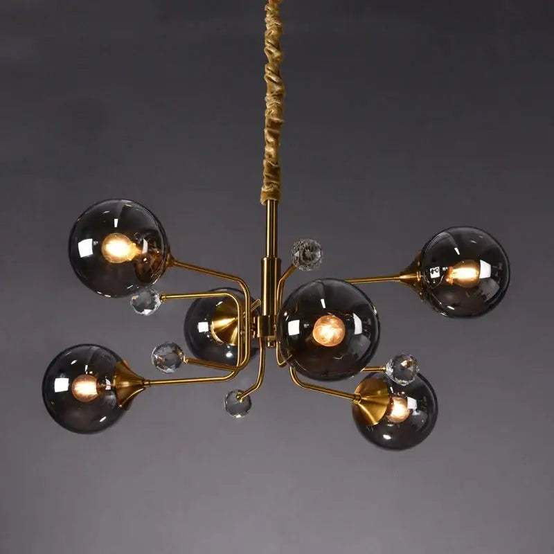 glass bubble chandelier gold and crystal living room light