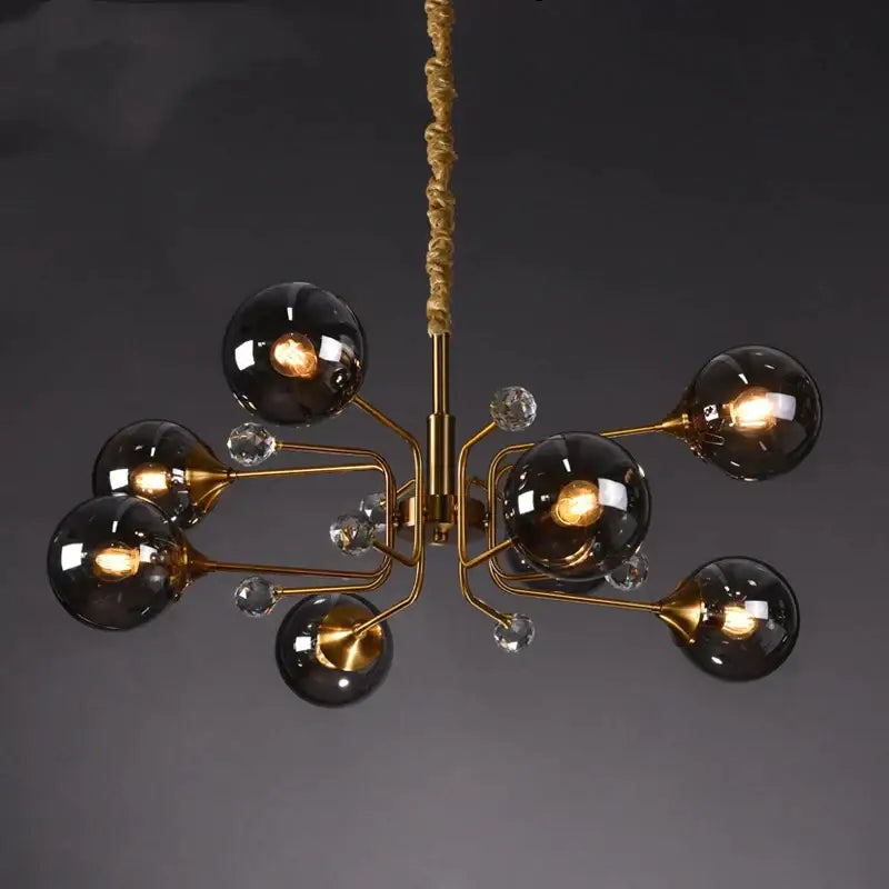 glass bubble chandelier gold and crystal living room light